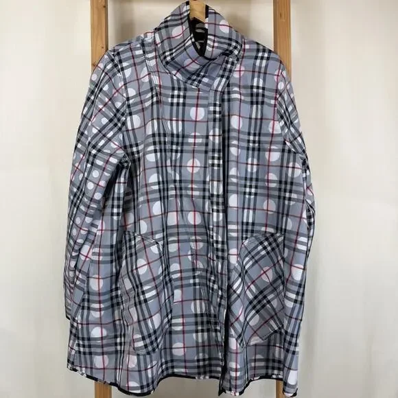 Vintage Y2K UBU Black White Polka Dot Reversible Raincoat #1297 Size 3X - Picture 9 of 14